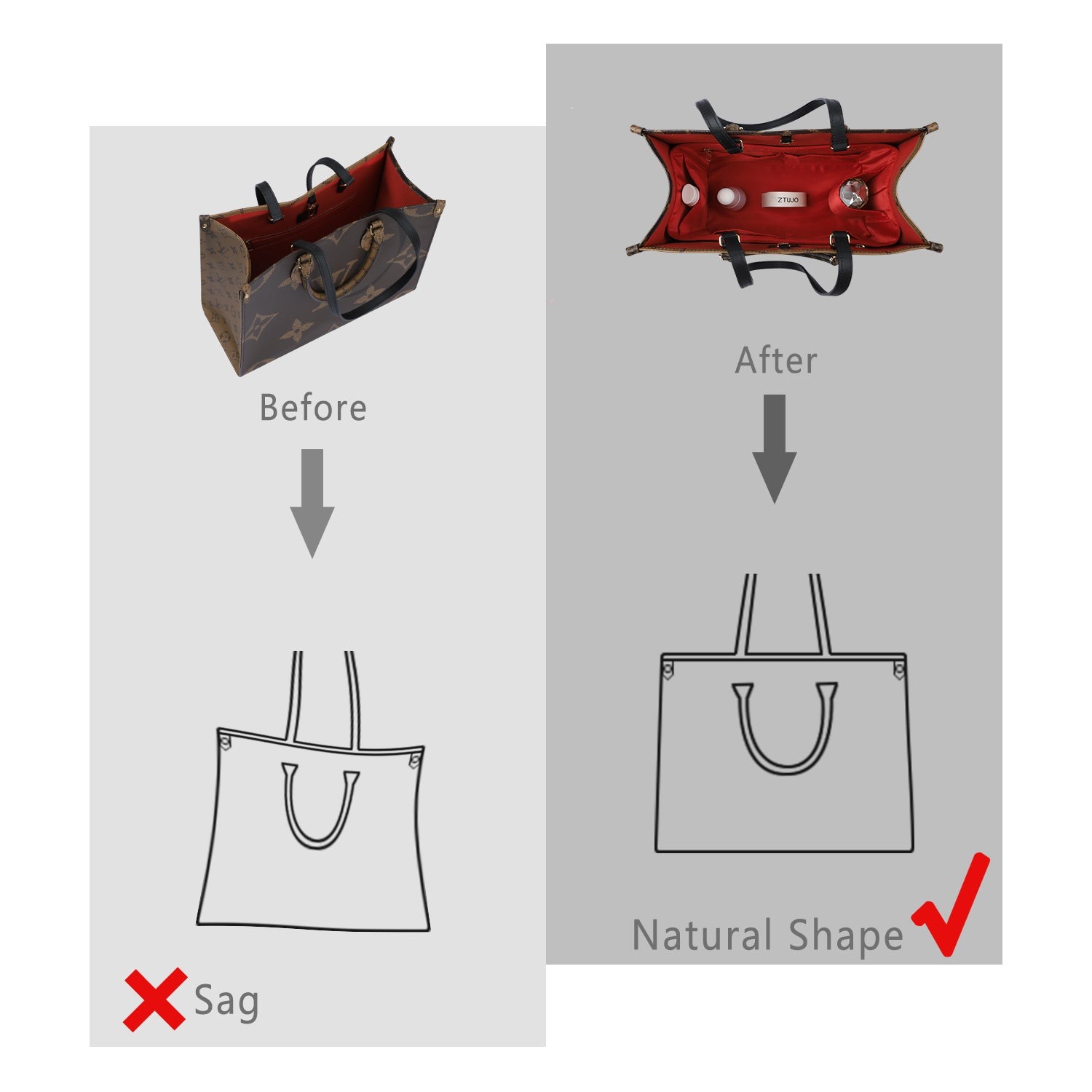 Hedvábná vložka do kabelky s zipem – pasuje na LV Neverfull, Speedy, Onthego, Artsy, tote – 6 velikostí product image 19