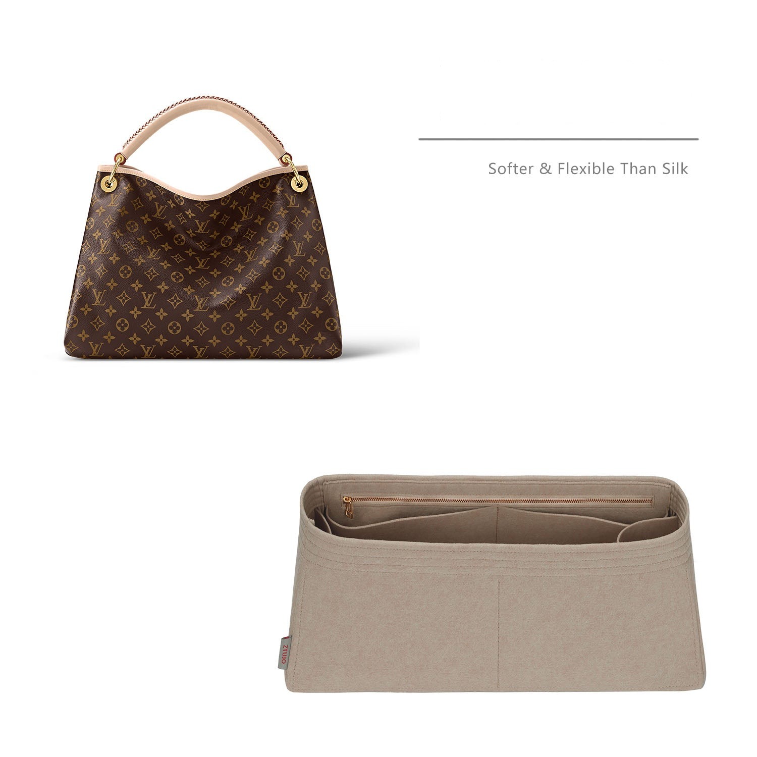 Organizador de Bolsa Premium para LV Artsy MM / GM – Insert de Feltro com 7 Bolsos