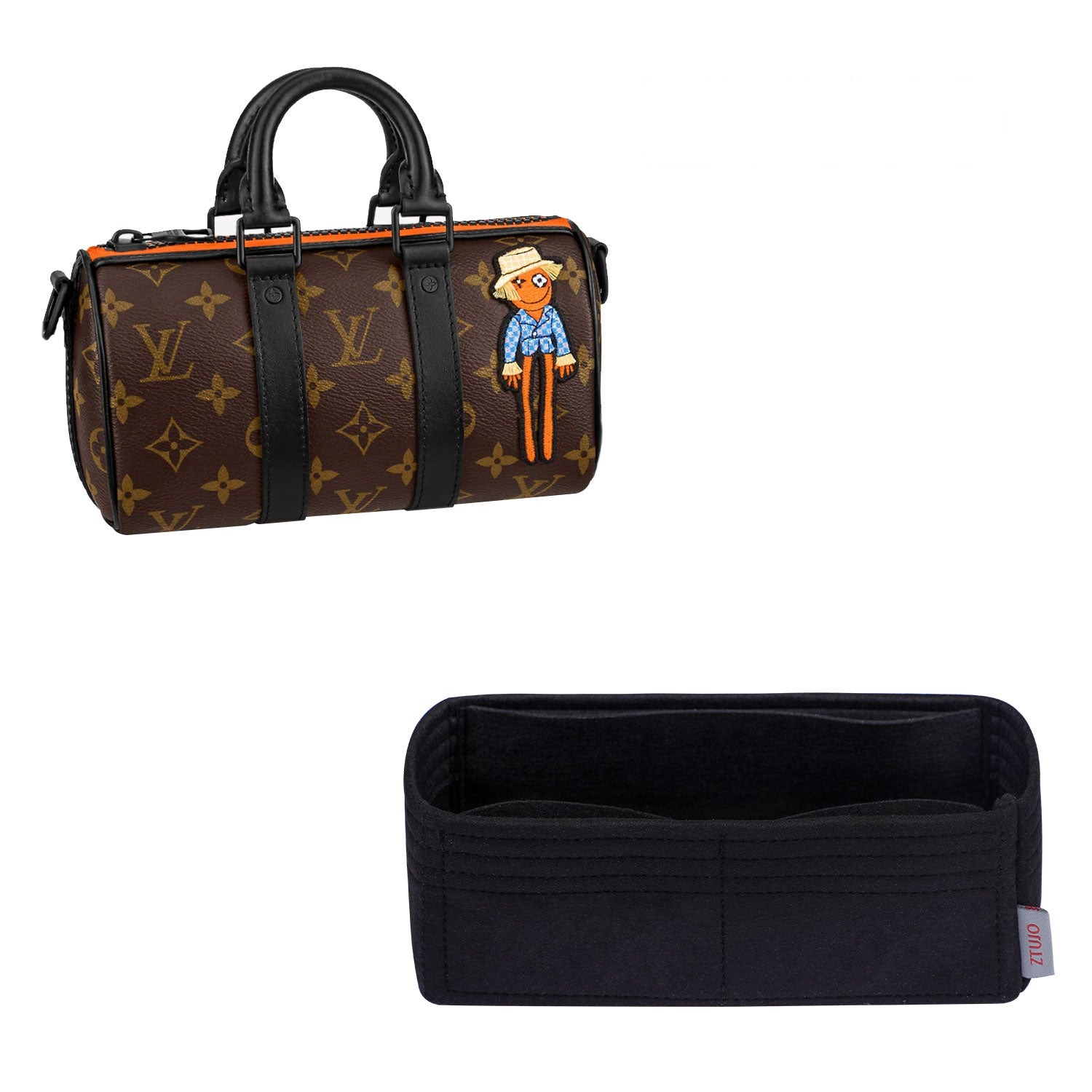 Fodral för LV Keepall XS – Inlägg i filt med 3 fack (svart / anpassad färg)