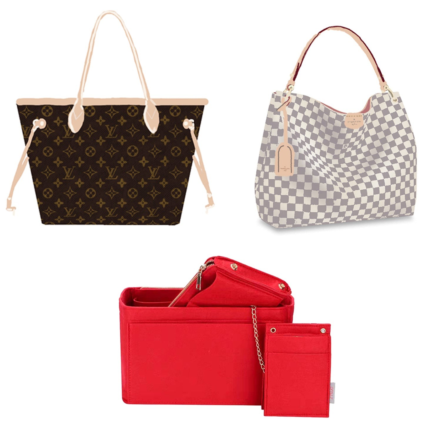 Vložka do kabelky pro návrhářské kabelky s kapsou blokující RFID – sedí na LV Speedy, Neverfull a další product image 26