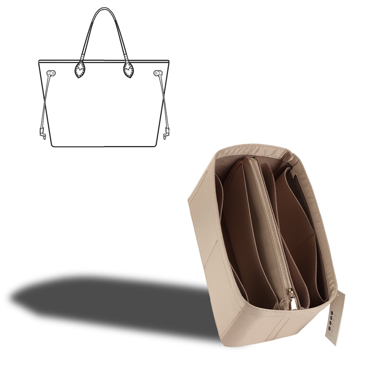 Jedwabista wkładka organizująca do torebki dla Speedy, Neverfull, ONTHEGO Tote i innych – 8 kieszeni, 7 rozmiarów product image 7