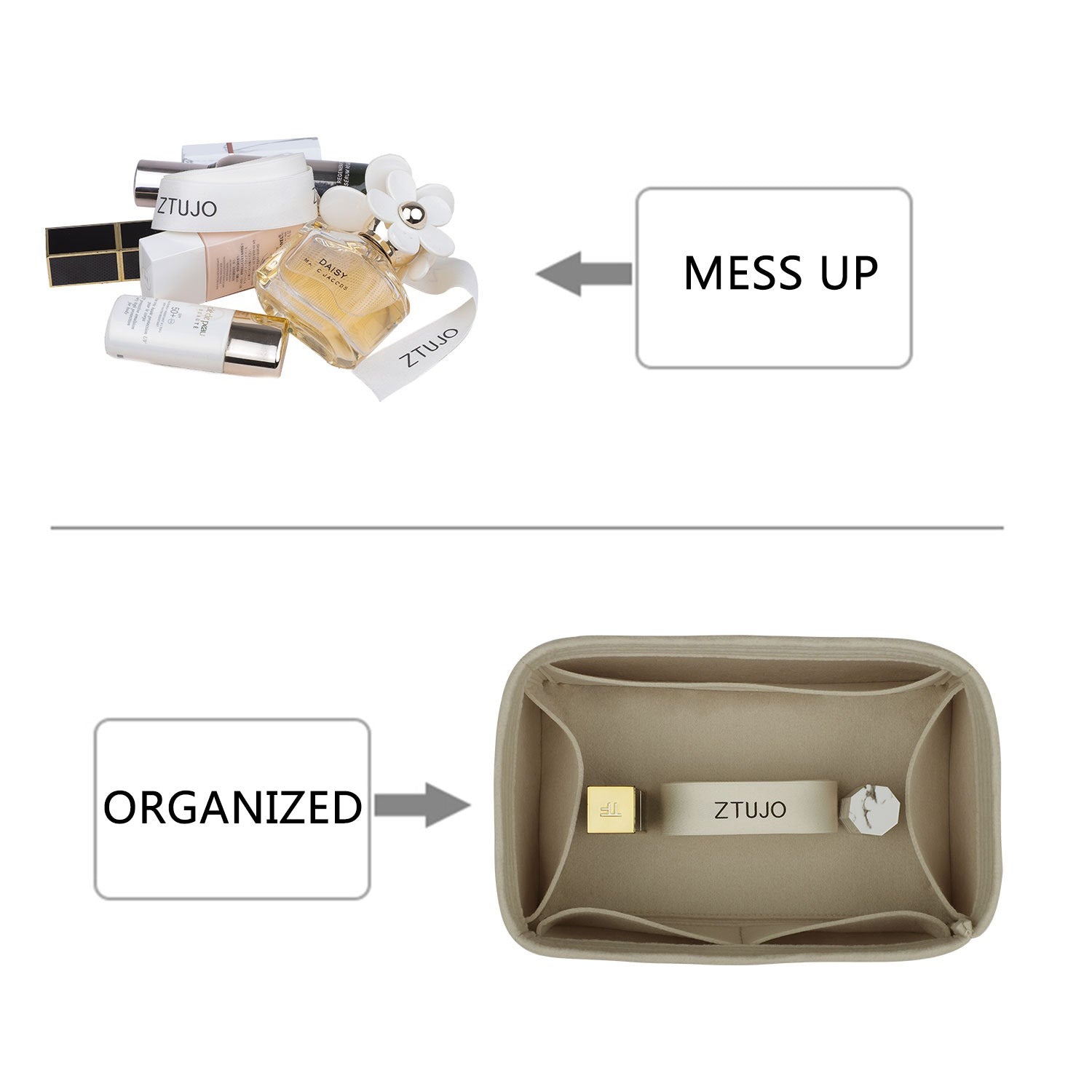 Organizer für Hermès Trousse Bride-A-Brace Small / Large – 5 Fächer, Filzeinlage product image 4