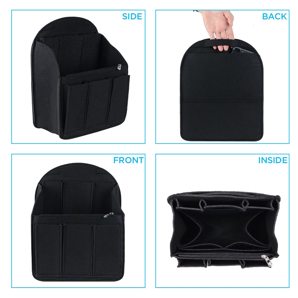 Organizador de bolso de fieltro para mochilas: compatible con bolsos redondos y cuadrados, en beige/gris/marrón/negro. product image 15