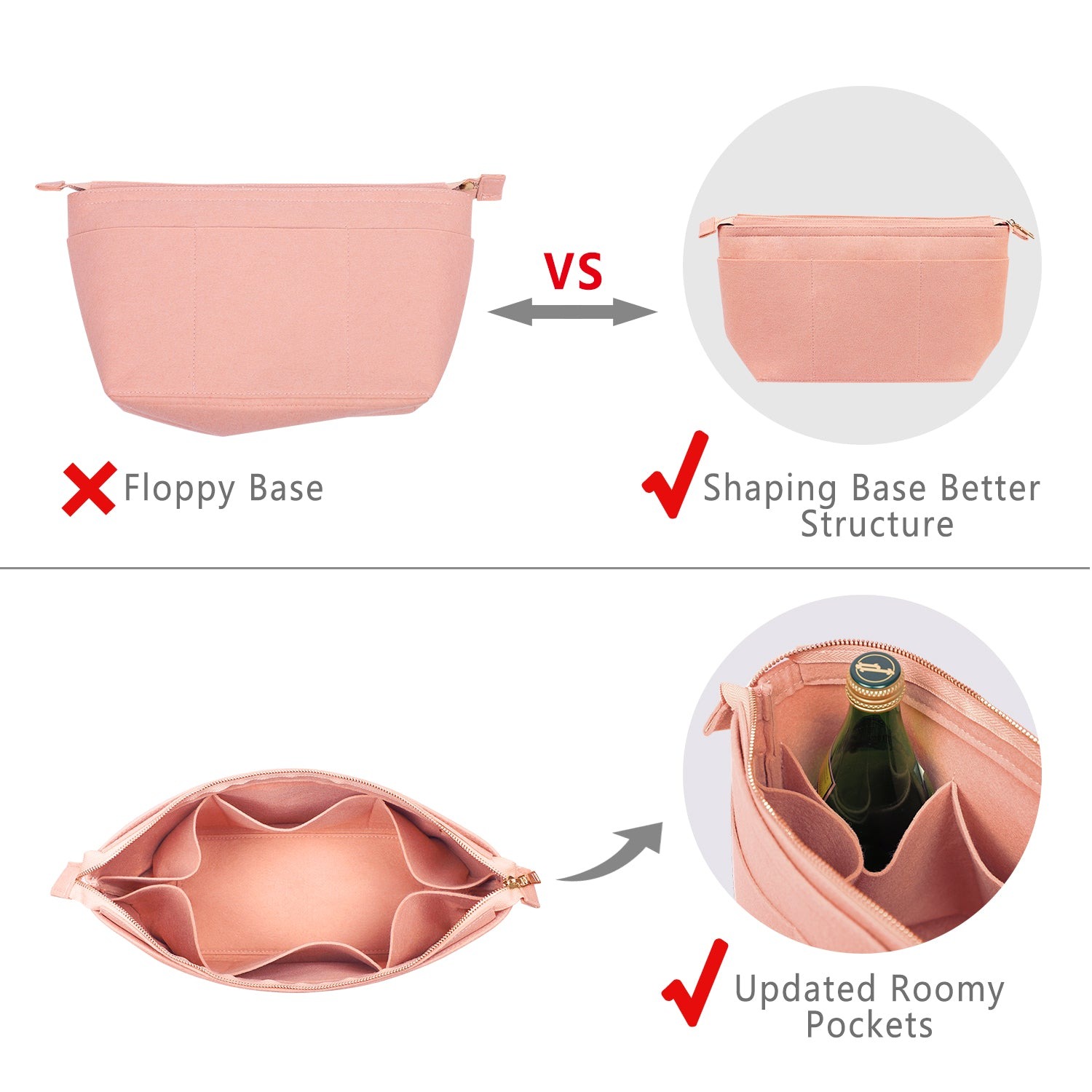 Plstěný organizér do kabelky s klíčenkou na náramek pro LV Speedy Neverfull Tote detail image 15