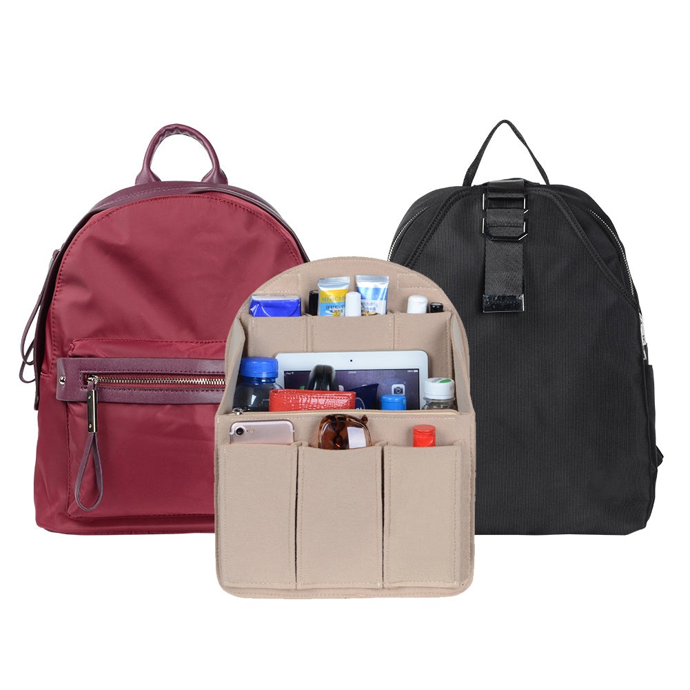 Organizador de bolso de fieltro para mochilas: compatible con bolsos redondos y cuadrados, en beige/gris/marrón/negro. product image 25