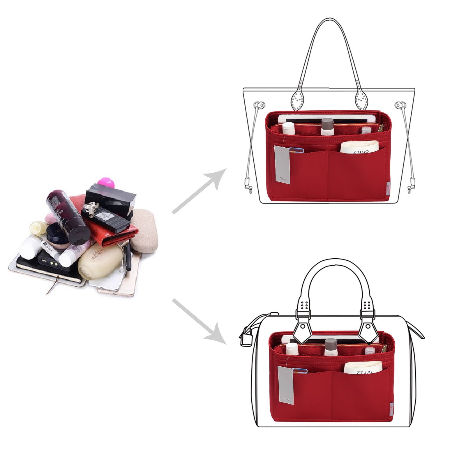 Organizador para Bolsa LV Speedy Neverfull Tote – 6 Tamanhos, Insert de Feltro para Bolsa com Zíper product image 135