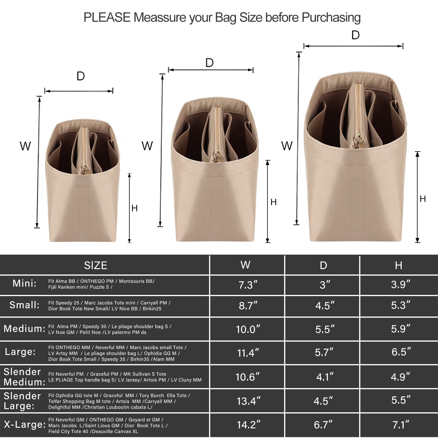 Jedwabista wkładka organizująca do torebki dla Speedy, Neverfull, ONTHEGO Tote i innych – 8 kieszeni, 7 rozmiarów product image 2