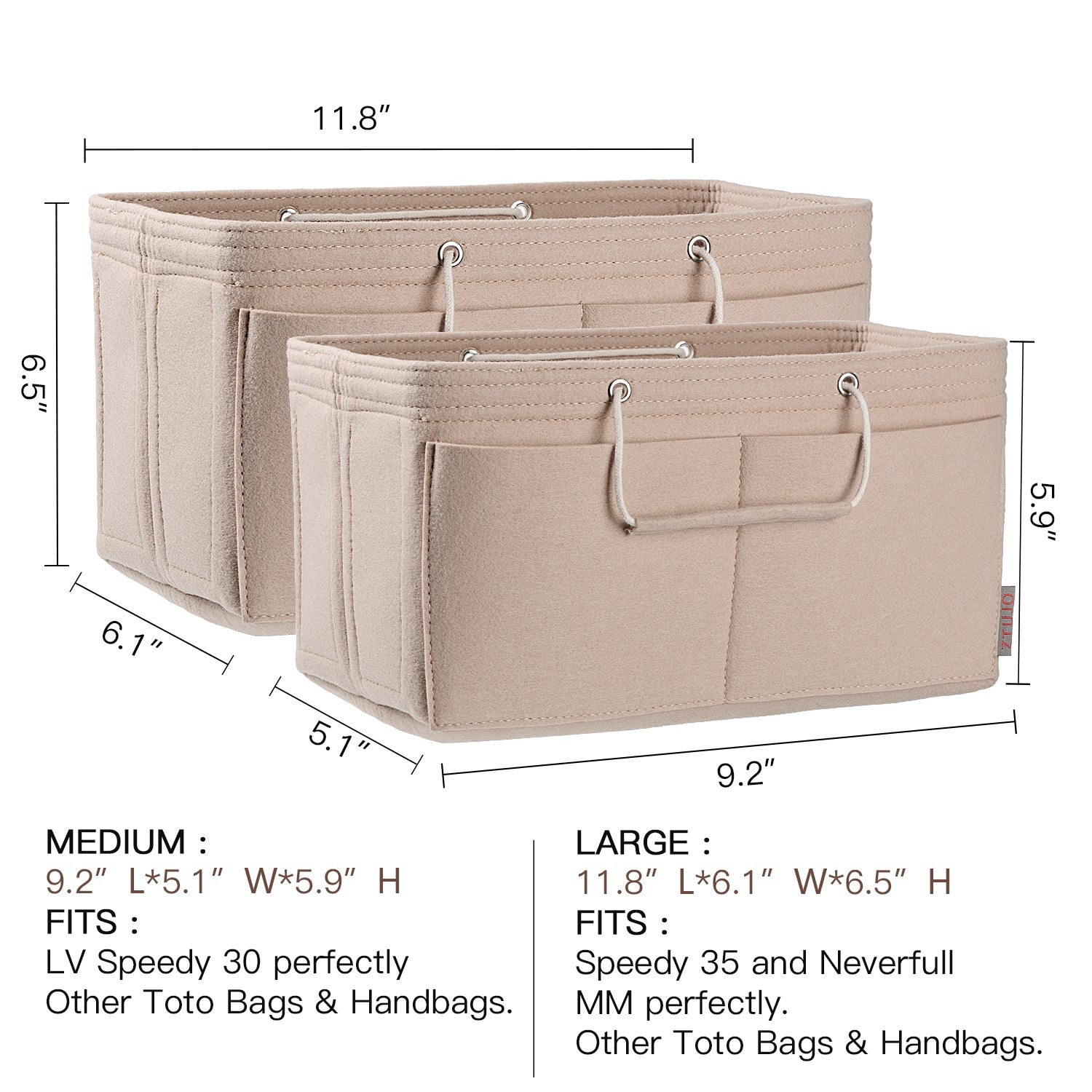 Organizer Tas Felt Multi-Saku dengan Gagang – Cocok untuk LV Speedy 30, 35 & Neverfull MM (Sedang/Besar) product image 23
