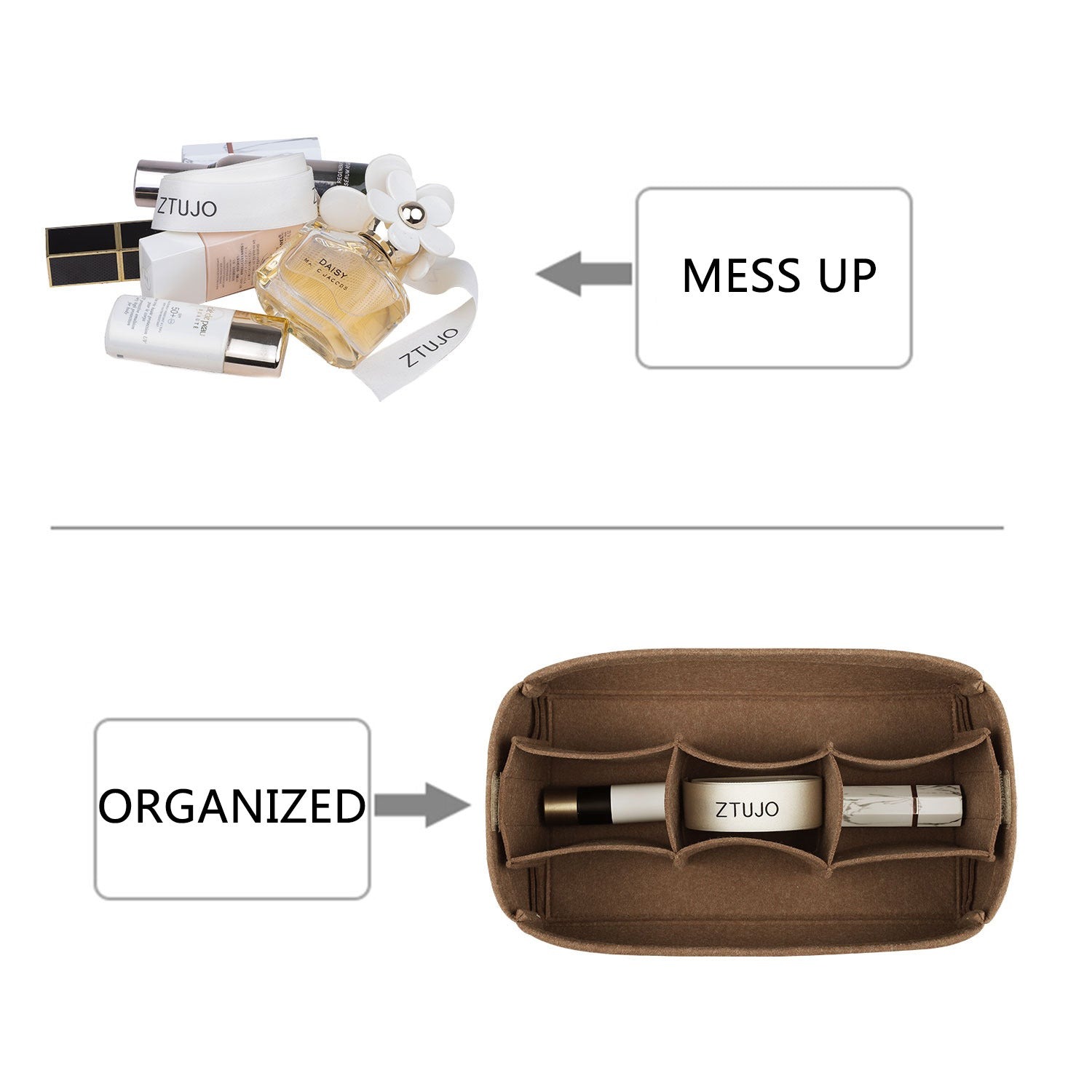 ตัวจัดระเบียบกระเป๋ารุ่นพรีเมียมสำหรับ LV Dopp Kit กระเป๋าใส่ของใช้ส่วนตัว – 3 ช่อง สีน้ำตาลอ่อนหรือสีที่กำหนดเอง product image 4