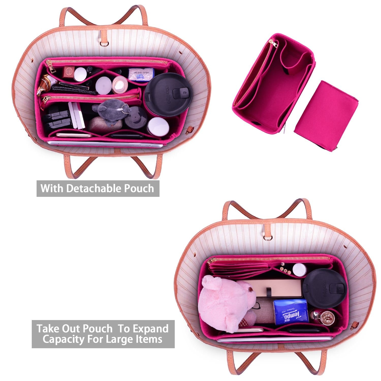 Vložka a organizér do kabelky pro LV Speedy, Neverfull, Graceful, Tote – plstěný tvarovač kabelky product image 26