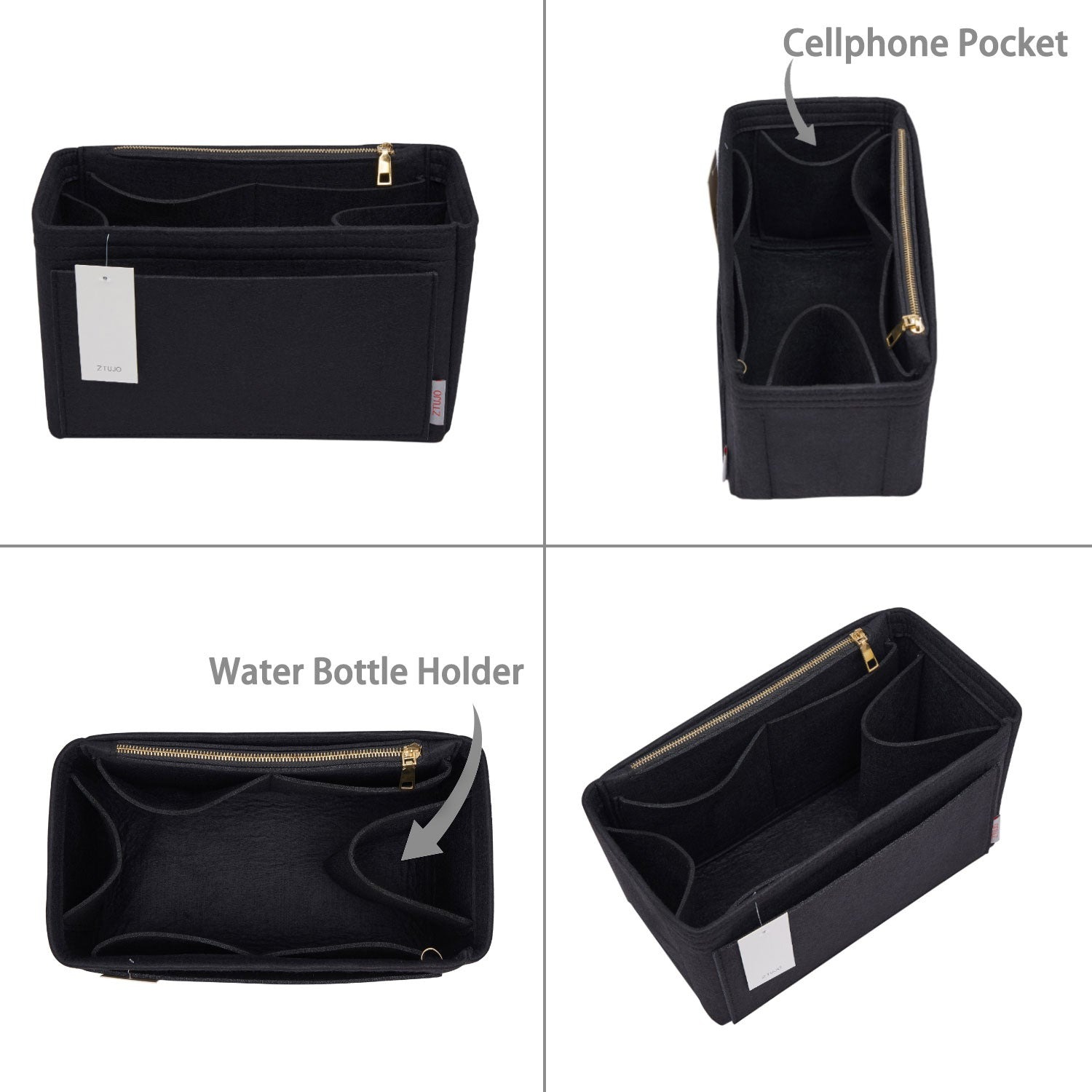 Organizador de bolso de fieltro para interiores con portabotellas – Delgado Medio, Grande, Extra Grande product image 18