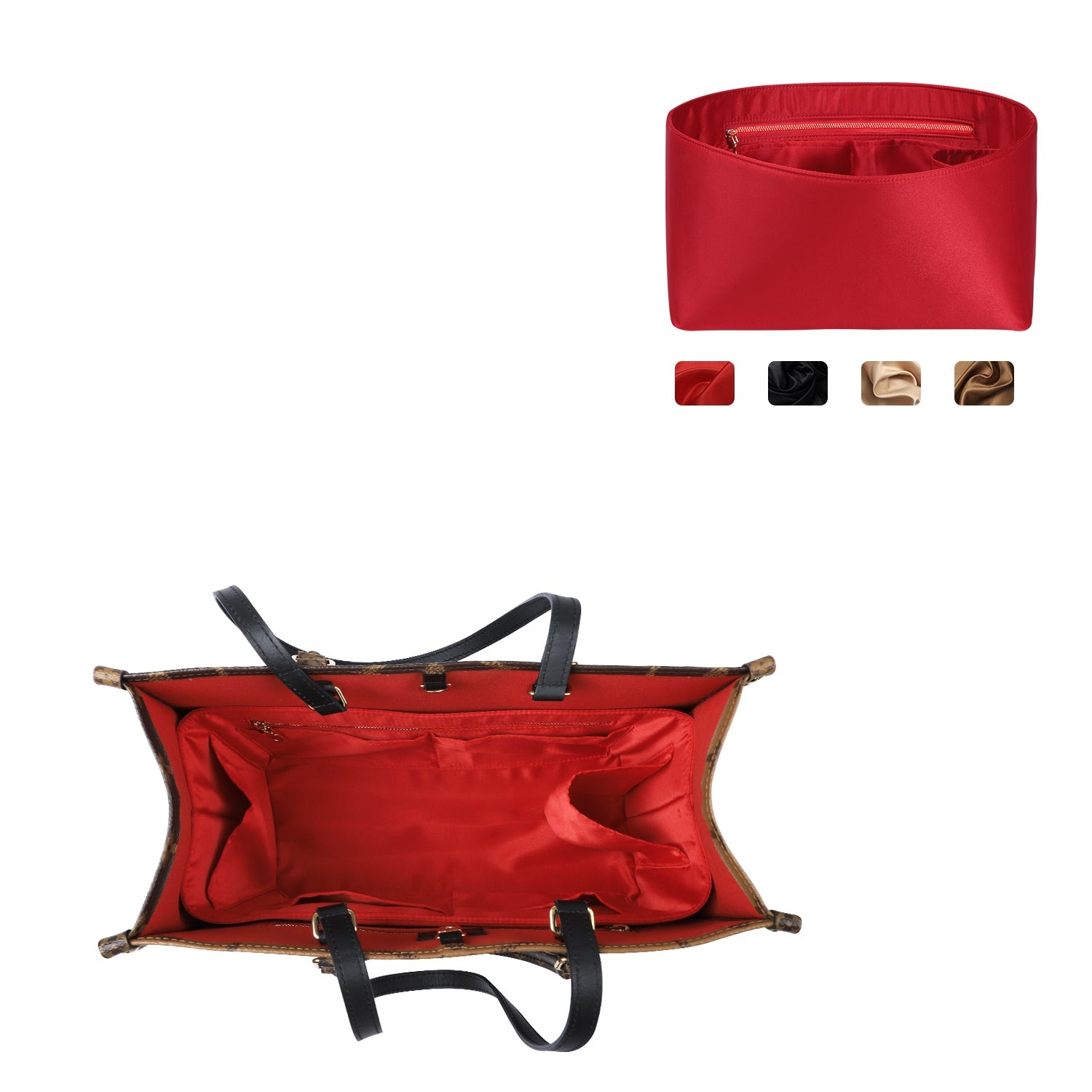 Hedvábná vložka do kabelky s zipem – pasuje na LV Neverfull, Speedy, Onthego, Artsy, tote – 6 velikostí product image 15