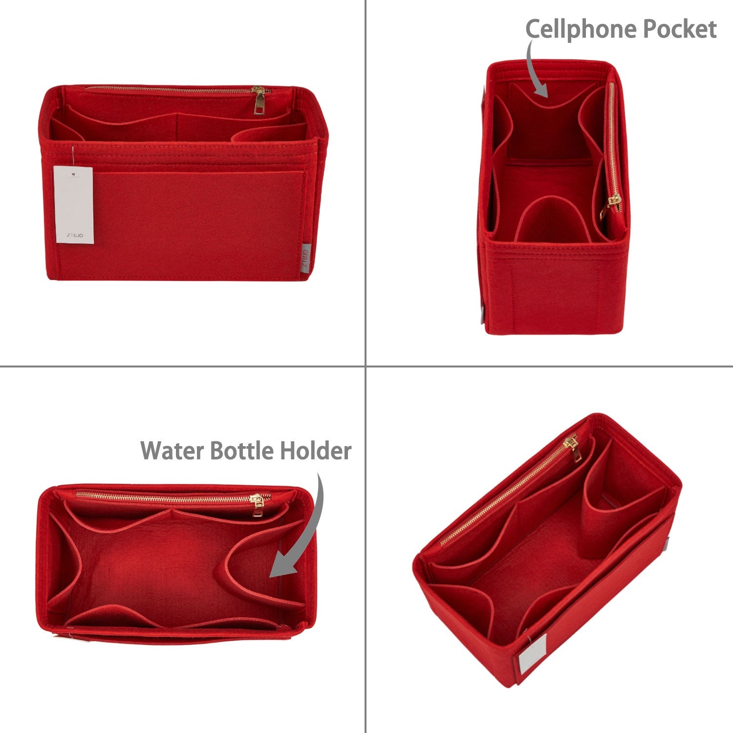 Organizador de bolso de fieltro para interiores con portabotellas – Delgado Medio, Grande, Extra Grande product image 11