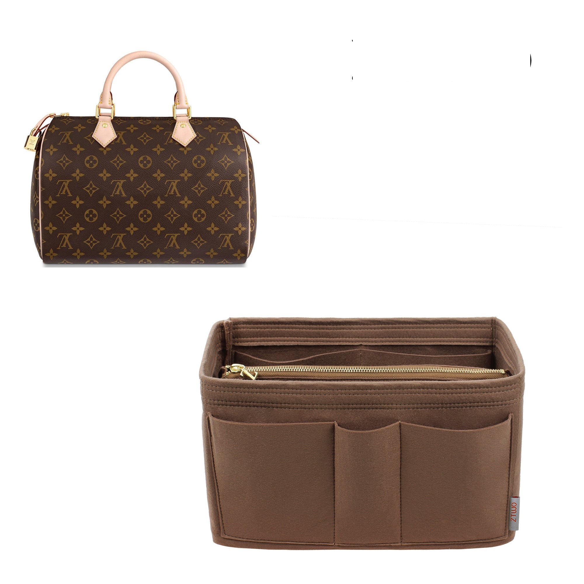 منظم حقيبة لأحجام LV Speedy نانو / 25 / 30 / 35 – حشوة حقيبة من اللباد بثلاثة عشر جيبًا