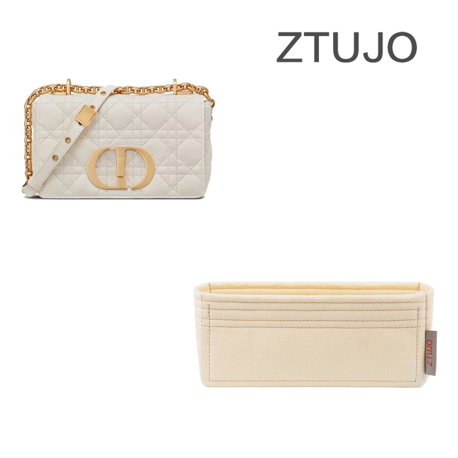 Organisateur de sac pour Dior Caro Bag Small / Medium / Large – Insert en feutre à 2 poches