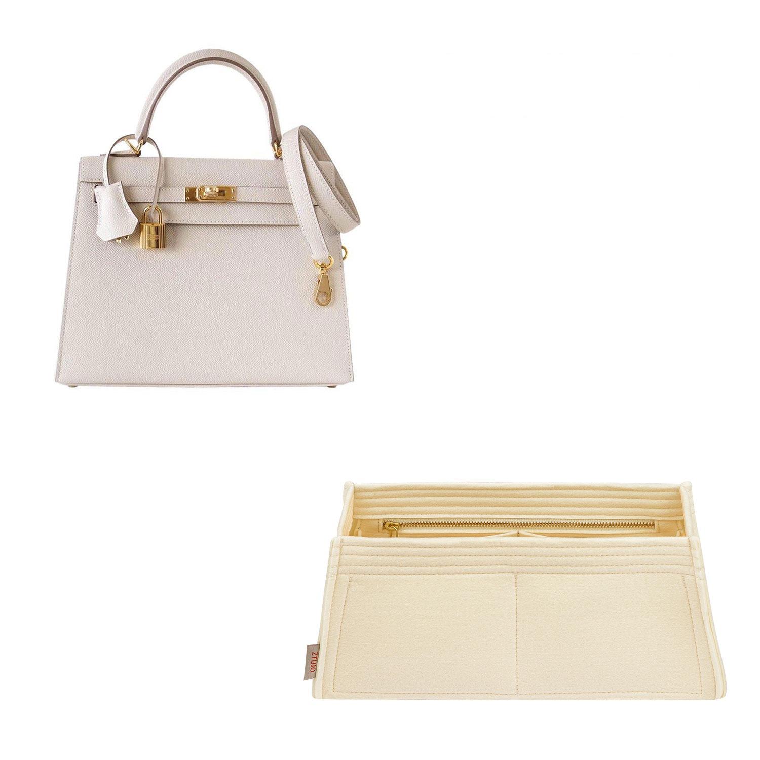 Vložka do kabelky pro Hermes Kelly 25 / 28 / 32 / 35 / 40 – plstěná vložka s 5 kapsami product image 7