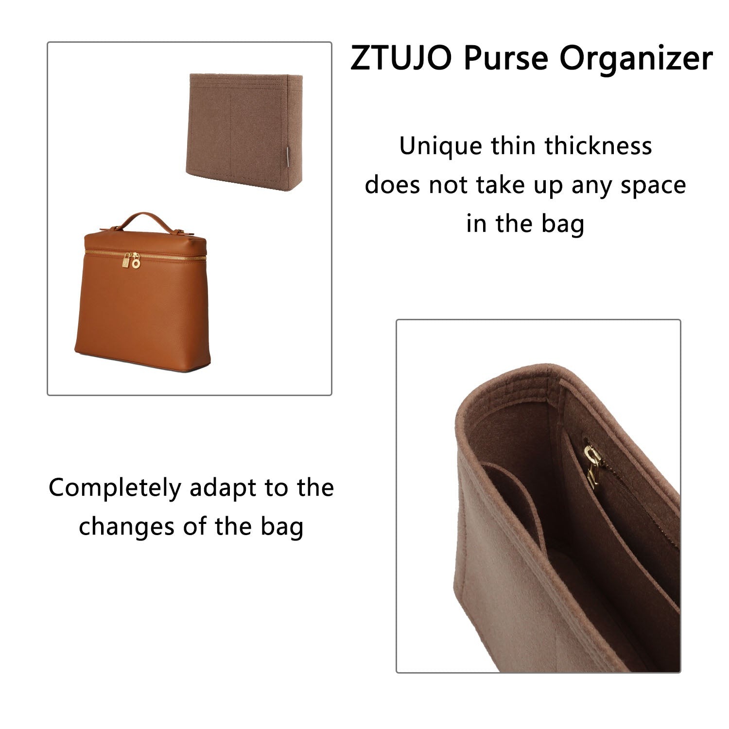 Organizér do kabelky pro batoh Loro Piana Extra Pocket L23.5 – vkládací vložka ze filce se 4 kapsami product image 6