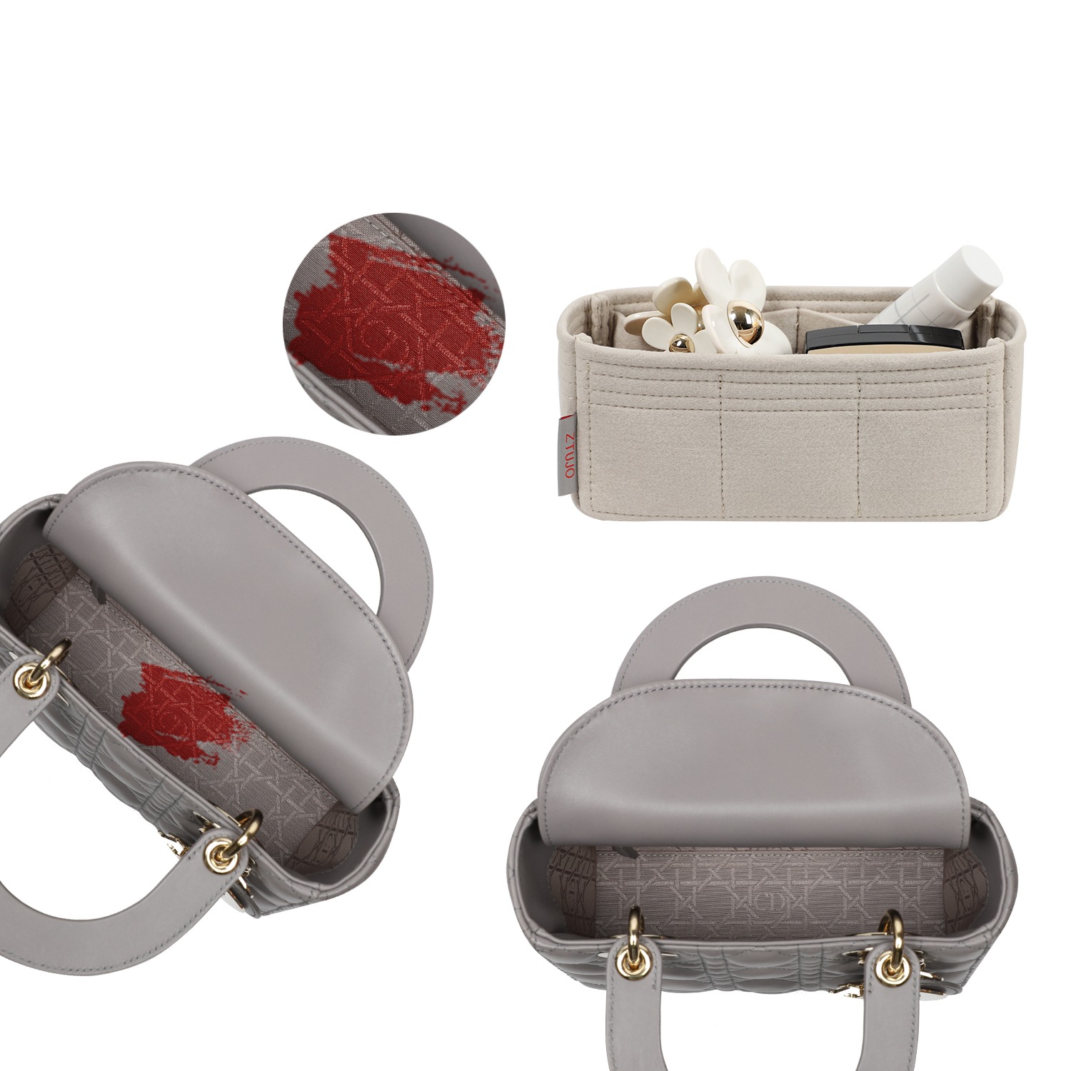 منظم حقيبة لـ Lady Dior Mini / Small / Medium / Large – 6 جيوب، لباد detail image 3