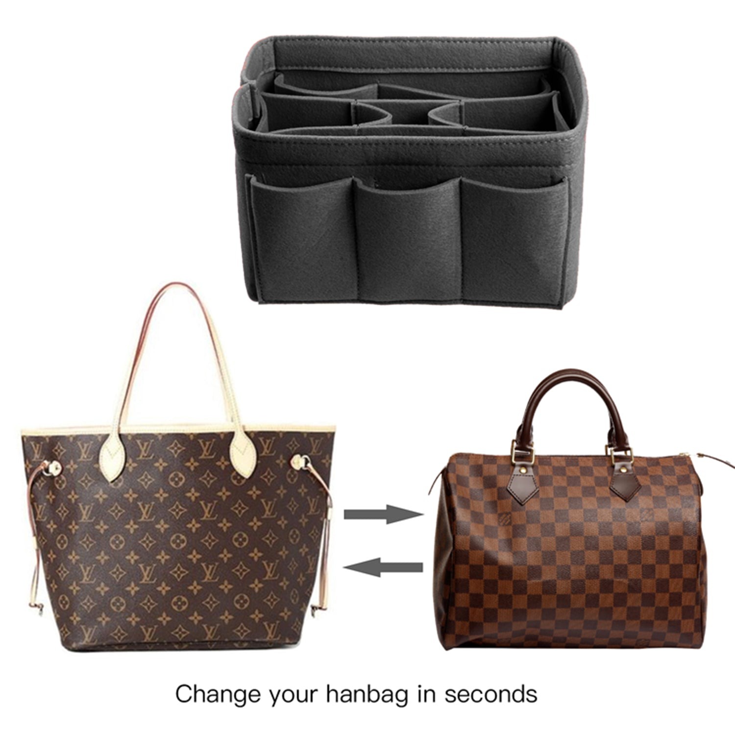 Vložka INNERBAG do kabelky se šitým dnem pro LV Speedy 35 a Neverfull MM – velká product image 34