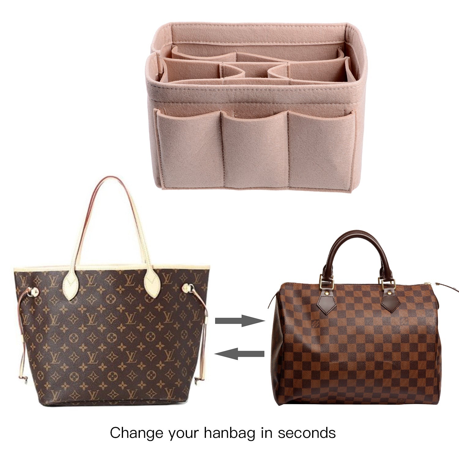 Vložka INNERBAG do kabelky se šitým dnem pro LV Speedy 35 a Neverfull MM – velká product image 27