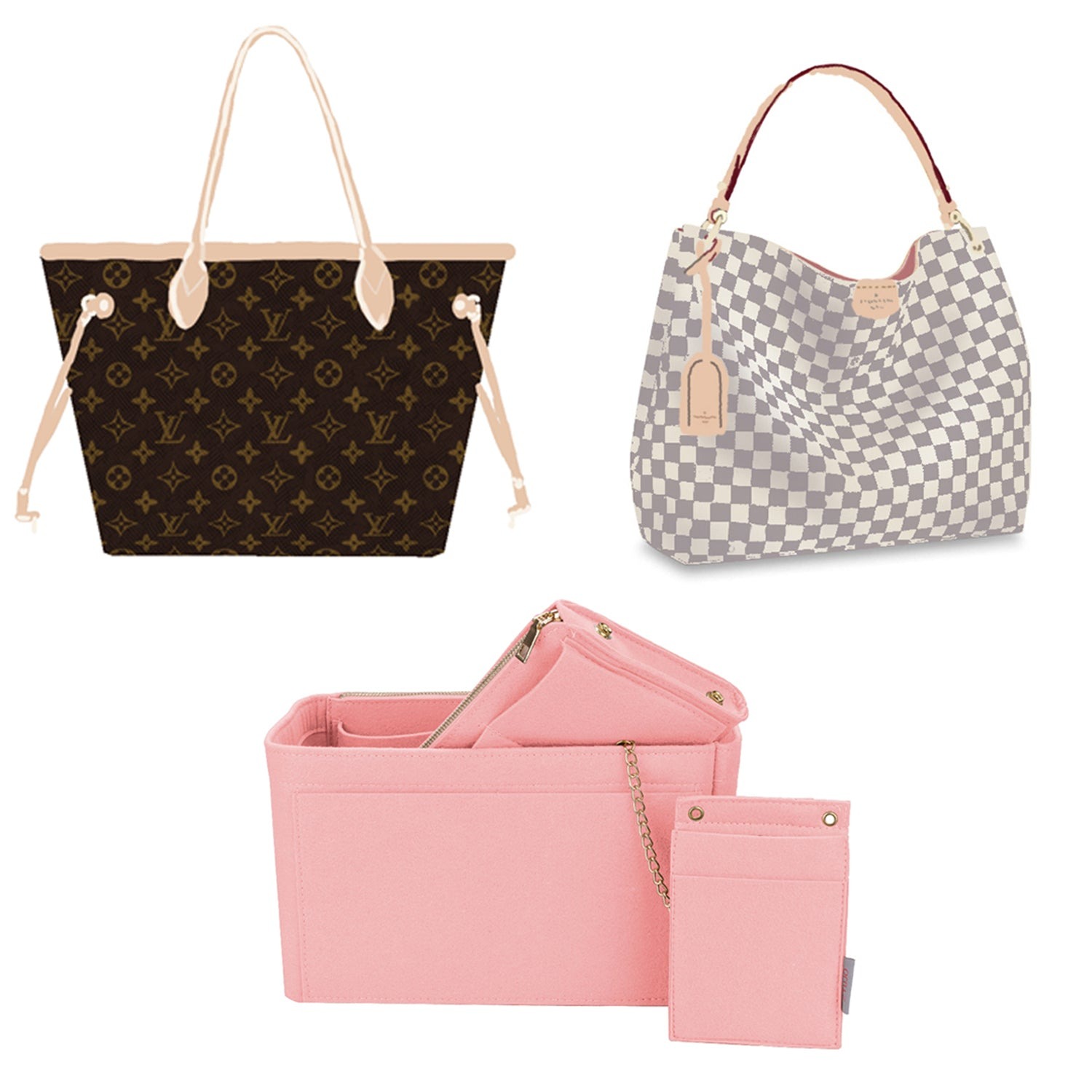 Vložka do kabelky pro návrhářské kabelky s kapsou blokující RFID – sedí na LV Speedy, Neverfull a další product image 5