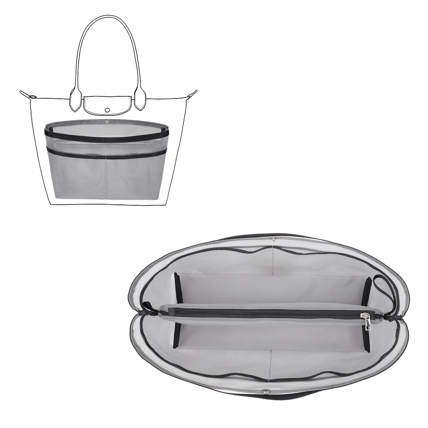 Wkładka Organizująca do Torebek – Organizer w Formie Siatki z Zamkiem Błyskawicznym, Pasuje do Speedy, Neverfull PM/MM, Le Pliage – Średnia, Duża, Bardzo Duża product image 16