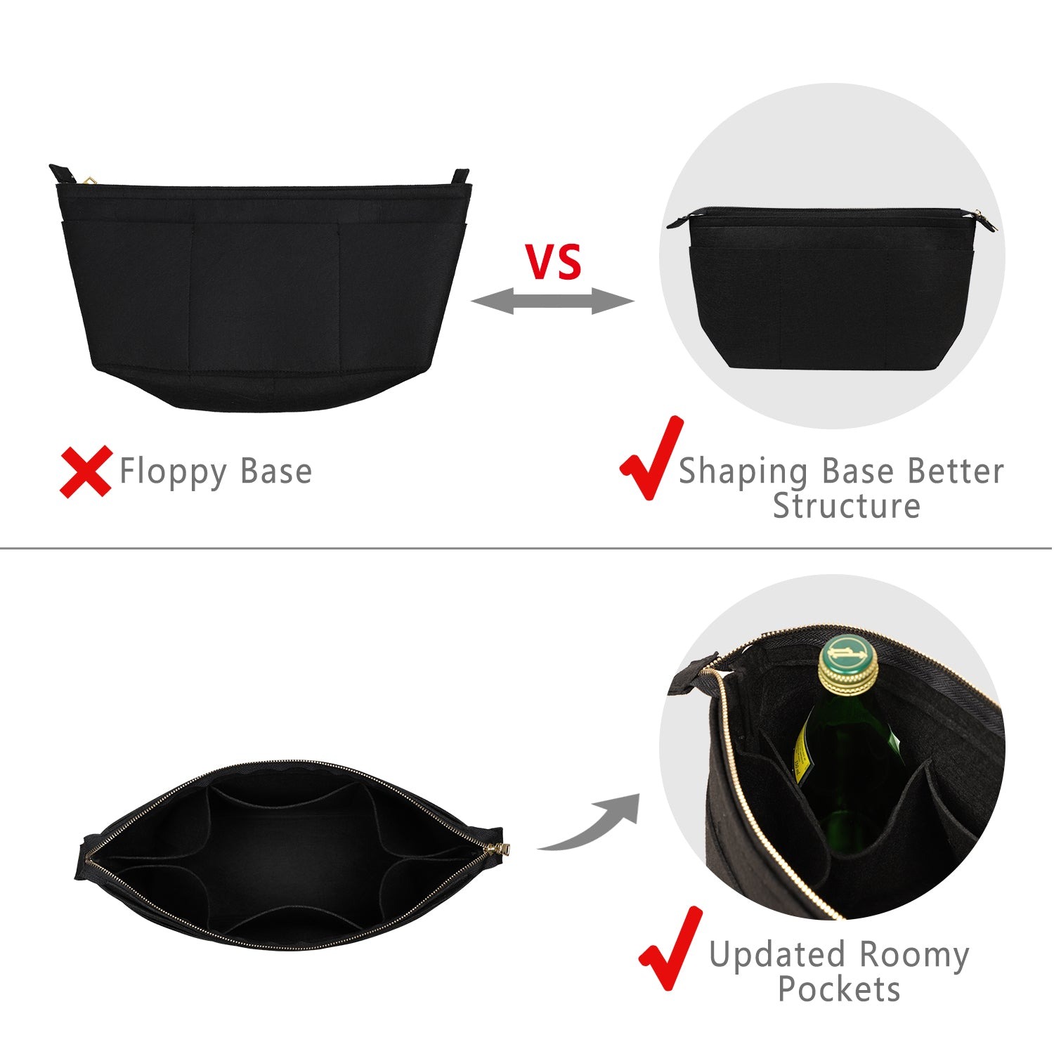 Plstěný organizér do kabelky s klíčenkou na náramek pro LV Speedy Neverfull Tote product image 23