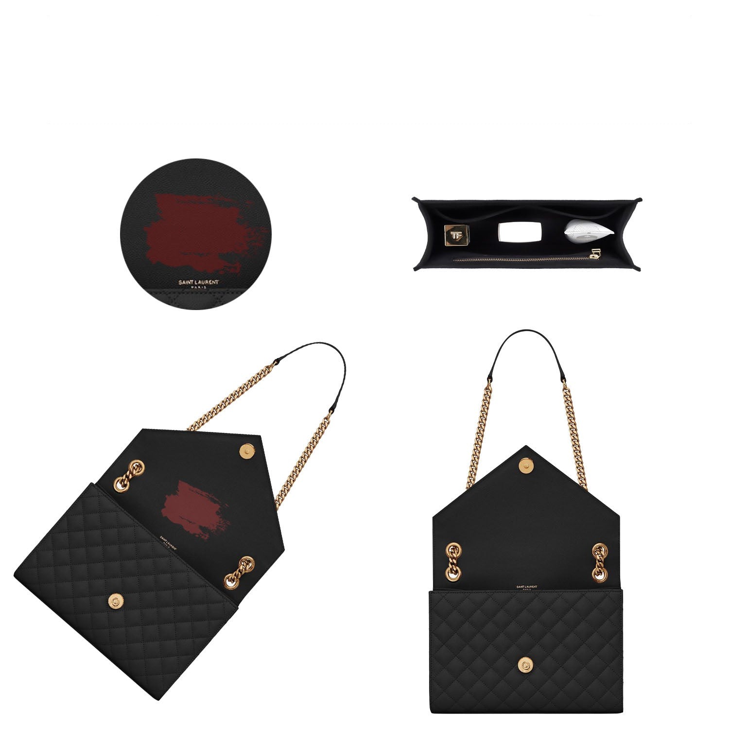 Organizer Premium per Pochette YSL Envelope WOC / Piccola / Media / Grande – Feltro Morbido, Cerniera YKK product image 4