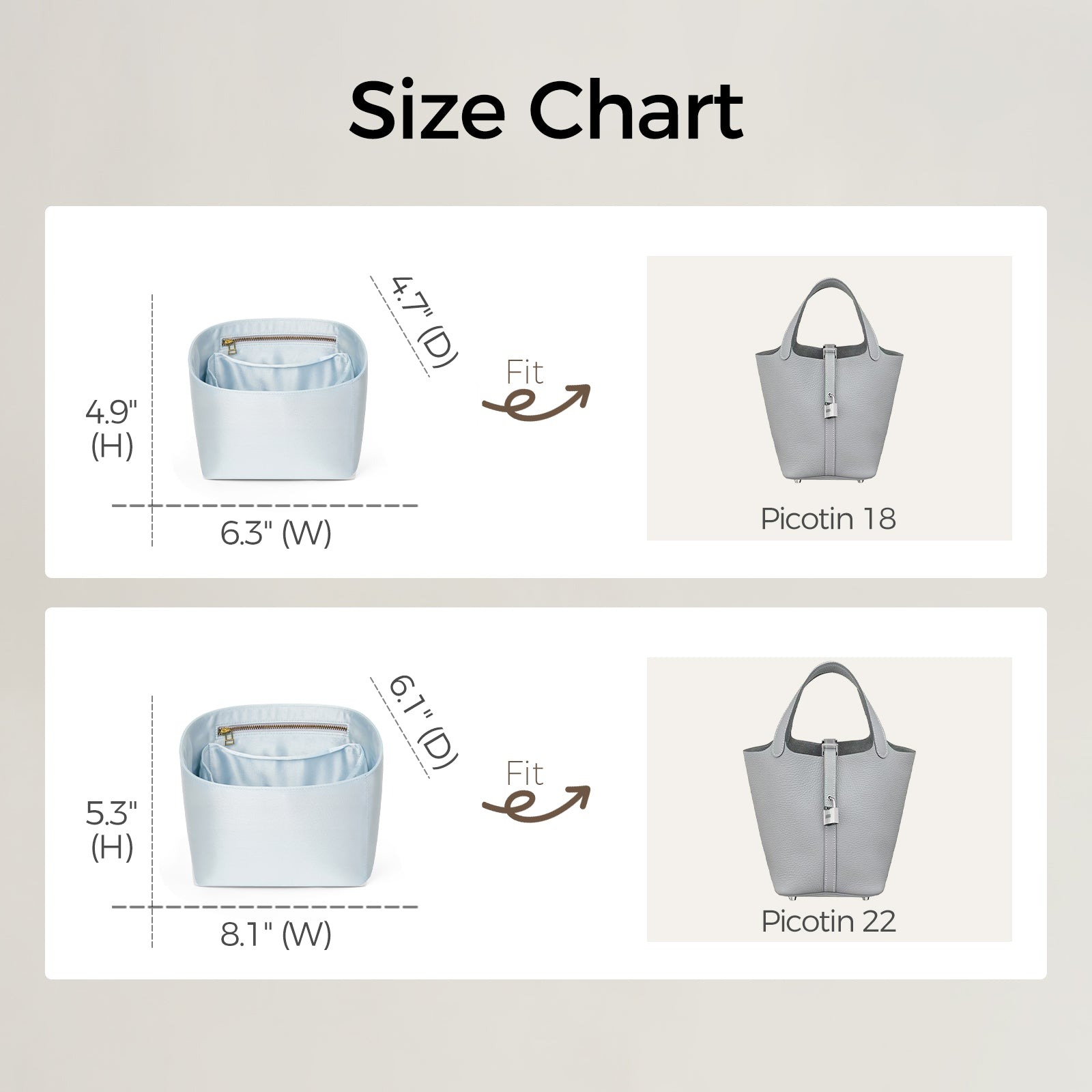 TAS DALAM Pengorganisir Dompet untuk Hermes Picotin 18/22 product image 2