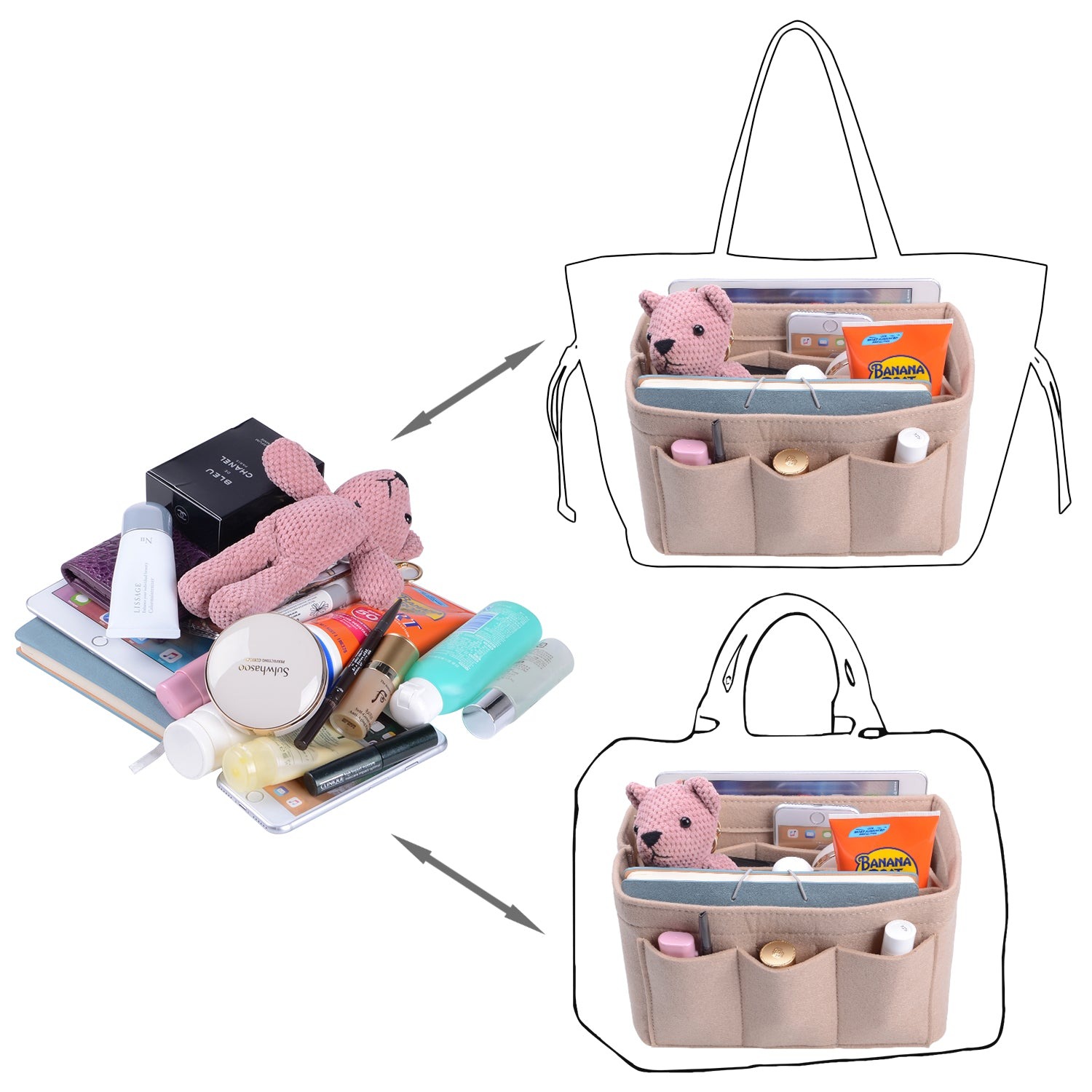 Vložka INNERBAG do kabelky se šitým dnem pro LV Speedy 35 a Neverfull MM – velká product image 28