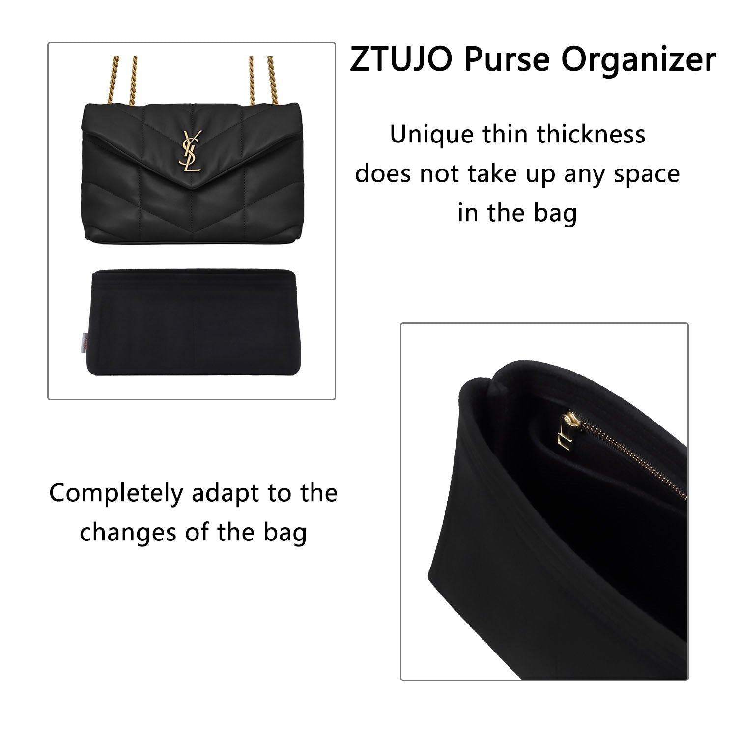 Organizzatore per Borsa Premium per YSL Puffer Toy / Small / Medium – Insert in Feltro con 5 Tasche product image 6