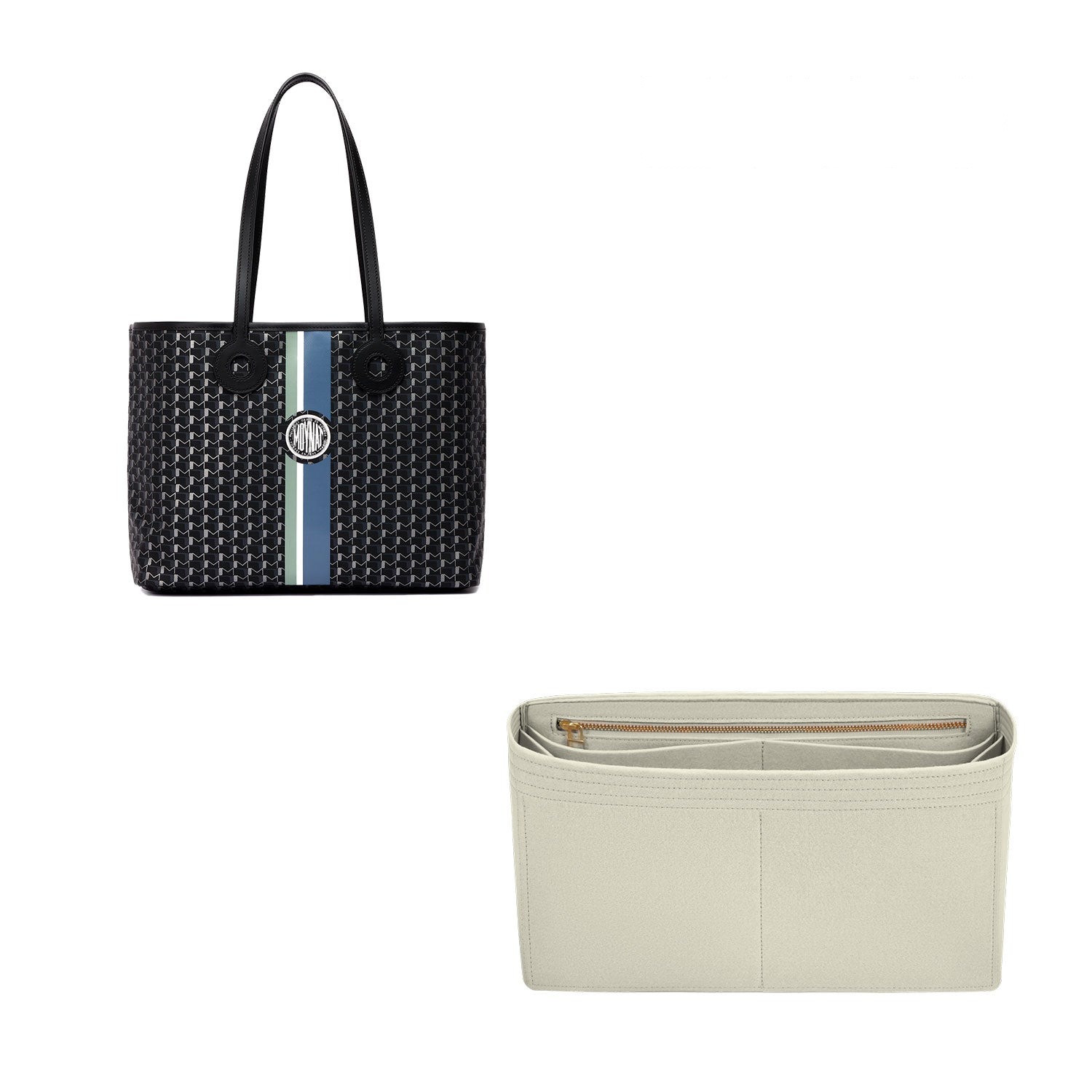 INNERBAG Organizér do kabelky pro Moynat OH Tote PM / MM / GM – 7kapsová plstěná vložka