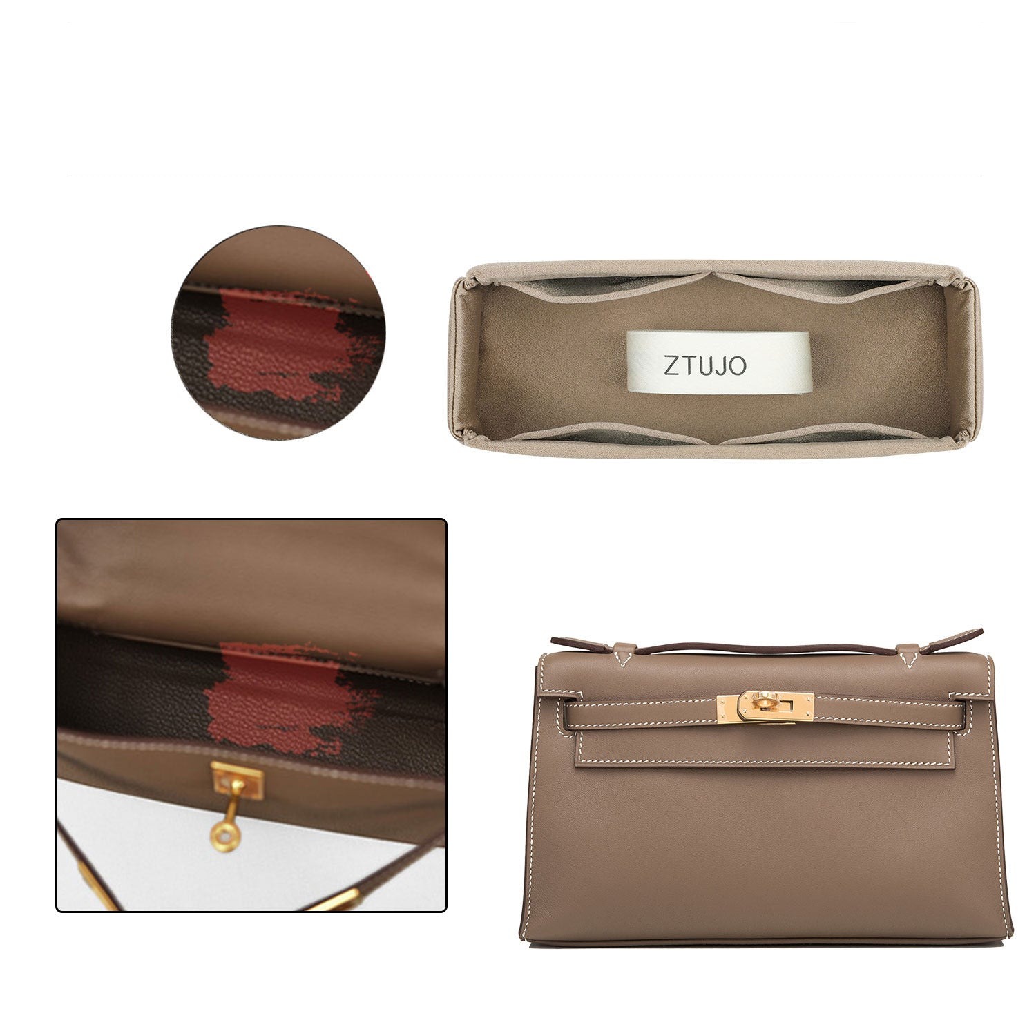 Organizator pentru poșetă Hermes Pochette / Kelly Mini II – Silks & Satins, 4 buzunare product image 5