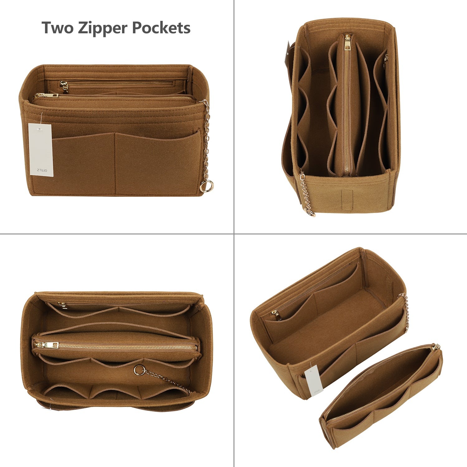 Organizér do kabelky z plsti s bočním zipem, odnímatelná střední kapsa pro LV Speedy Neverfull tote, 5 velikostí product image 32