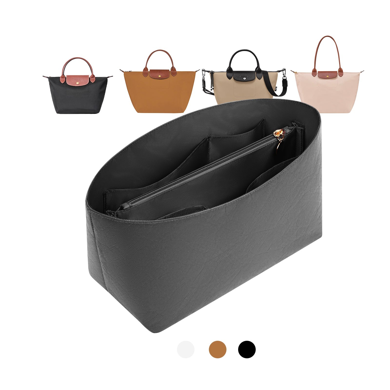 Purse Organizer Insert för Longchamp Le Pliage – Ultralätt Vattentåligt Miljövänligt DuPont-papper, 6 fack product image 2