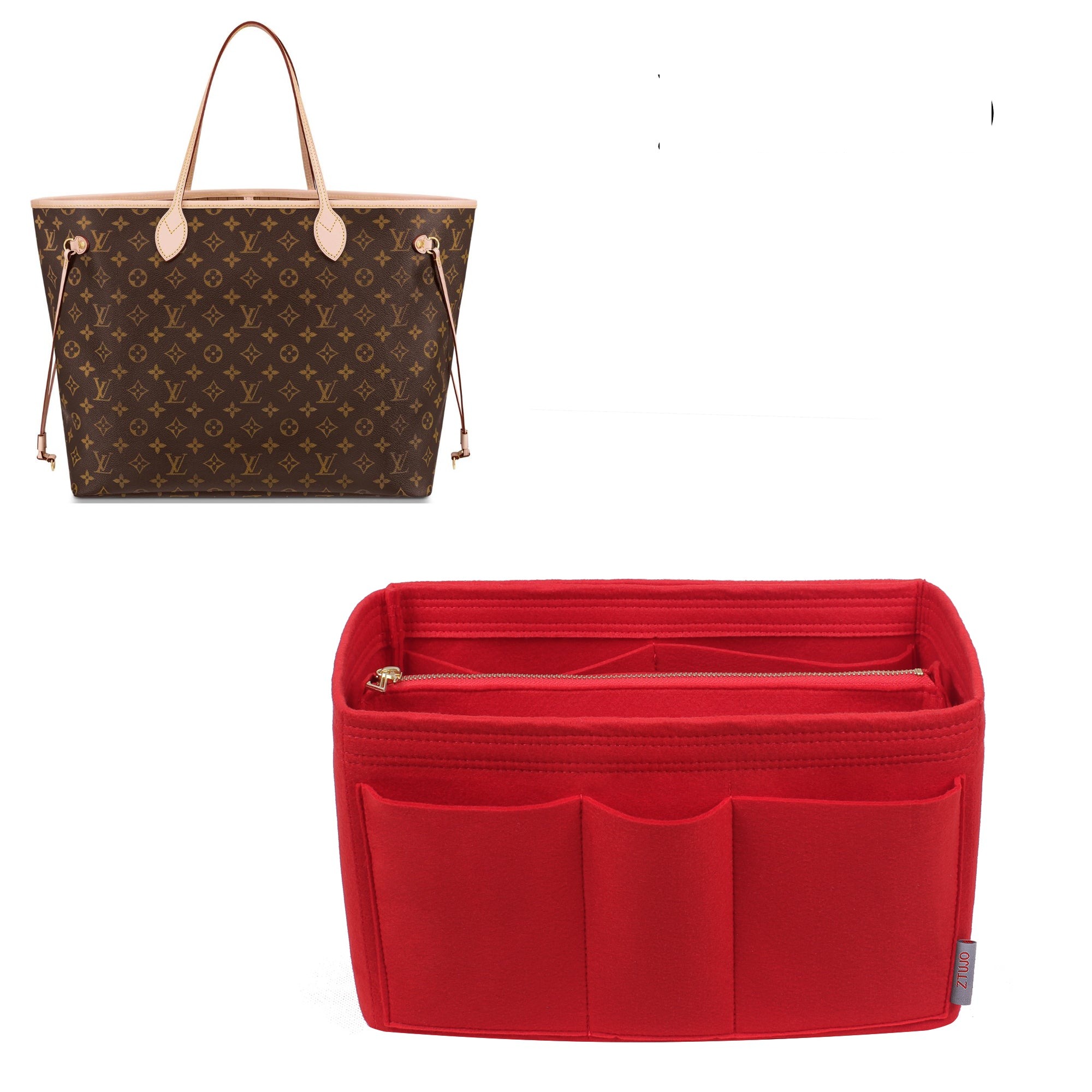 منظم حقيبة لـ LV Neverfull PM / MM / GM – حشوة لباد بـ 13 جيبًا