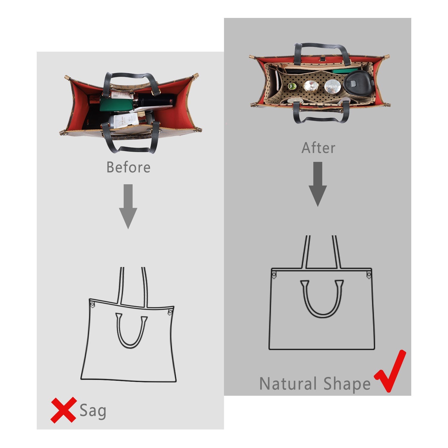 Handtaschen-Organizer-Einsatz – Passend für Speedy, Neverfull, Tote, ONTHEGO, Artsy und mehr product image 26