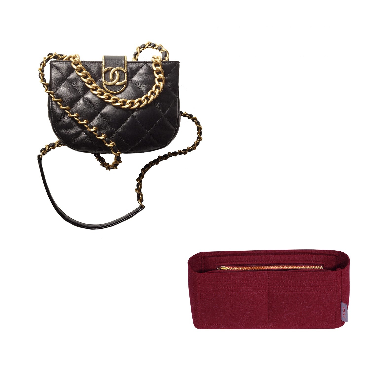 Chanel Small Hobo szervező tok – Prémium filcbetét, 3 zseb, YKK cipzár