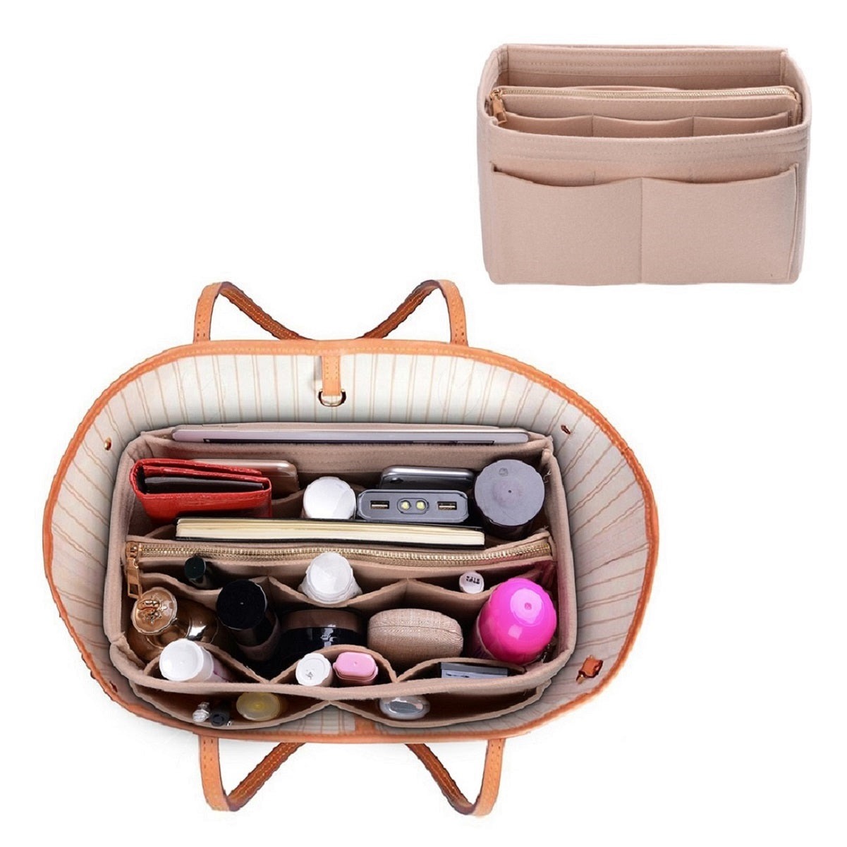 Organizér do kabelky pro LV Speedy Neverfull Tote – 6 velikostí, vložka do tašky z plsti se zipem detail image 5