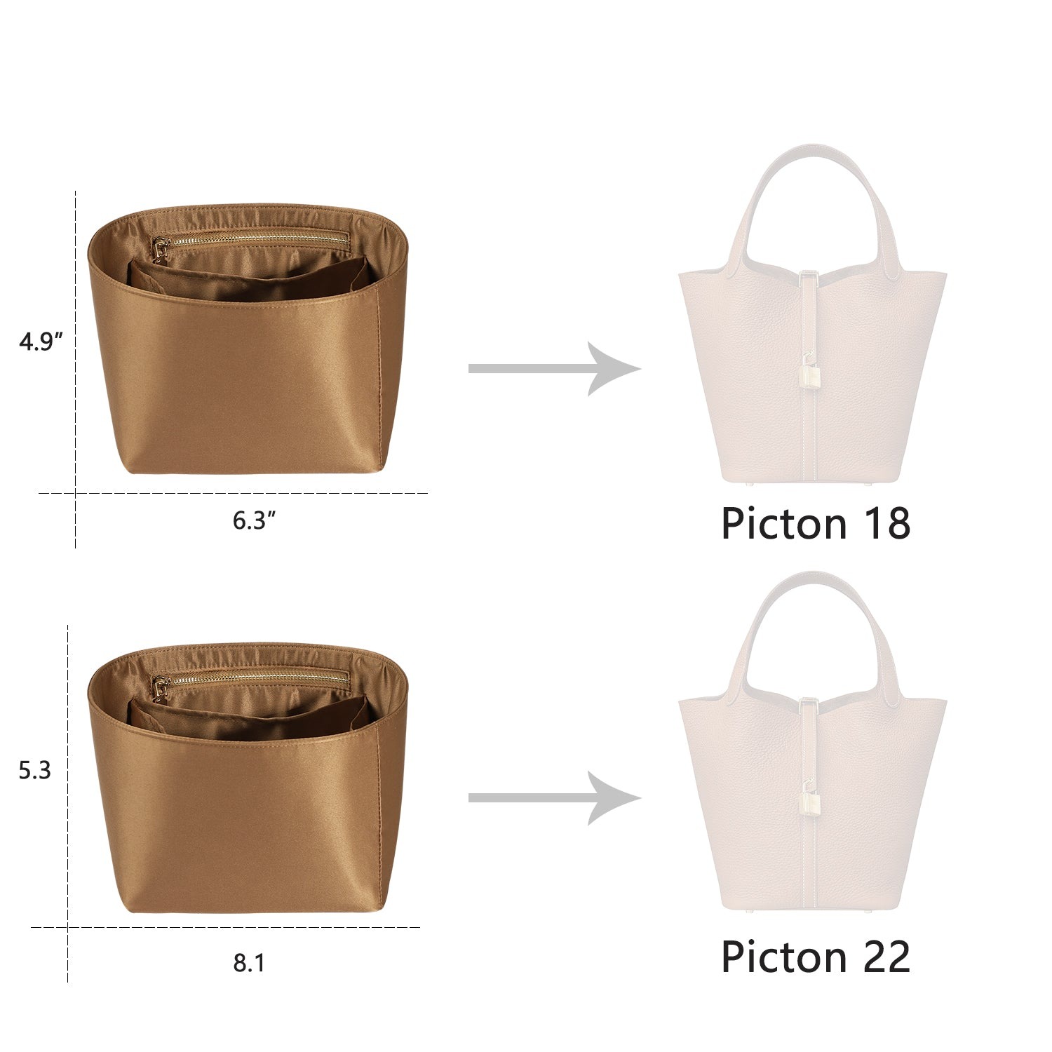 Jedwabisty organizer do torebek Hermes Picotin, wkładka do luksusowej torby, pasuje do Picotin 18 / 22 product image 14