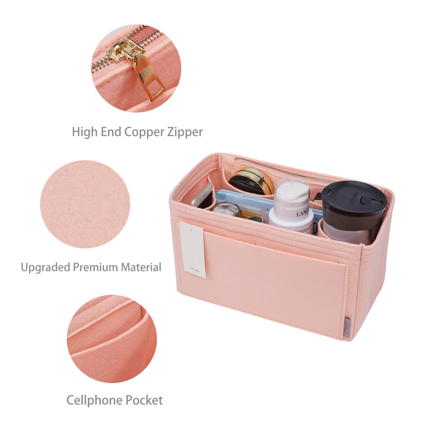 Organizador de bolso de fieltro para interiores con portabotellas – Delgado Medio, Grande, Extra Grande product image 24