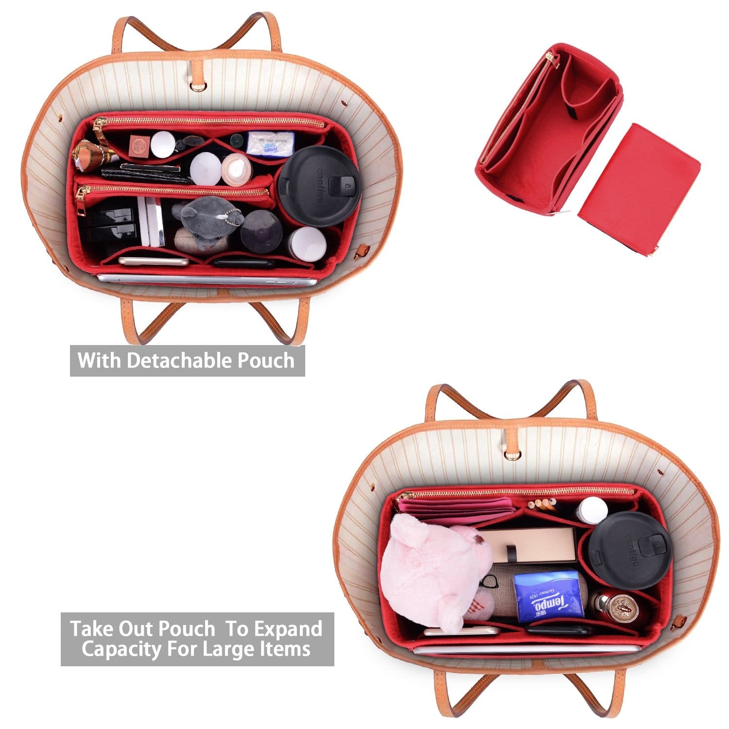 Vložka a organizér do kabelky pro LV Speedy, Neverfull, Graceful, Tote – plstěný tvarovač kabelky detail image 18