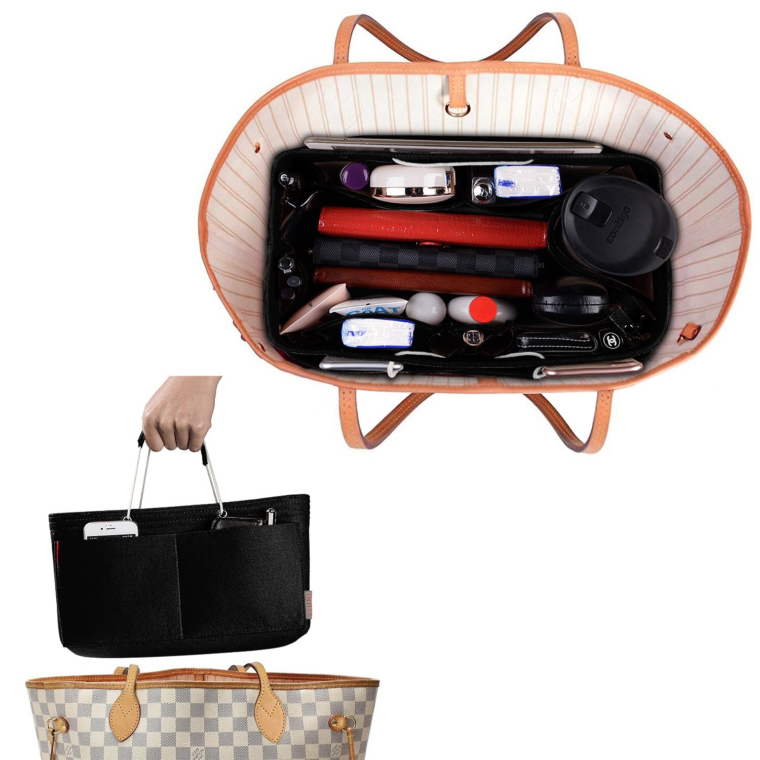 Organizer Tas Felt Multi-Saku dengan Gagang – Cocok untuk LV Speedy 30, 35 & Neverfull MM (Sedang/Besar) product image 20