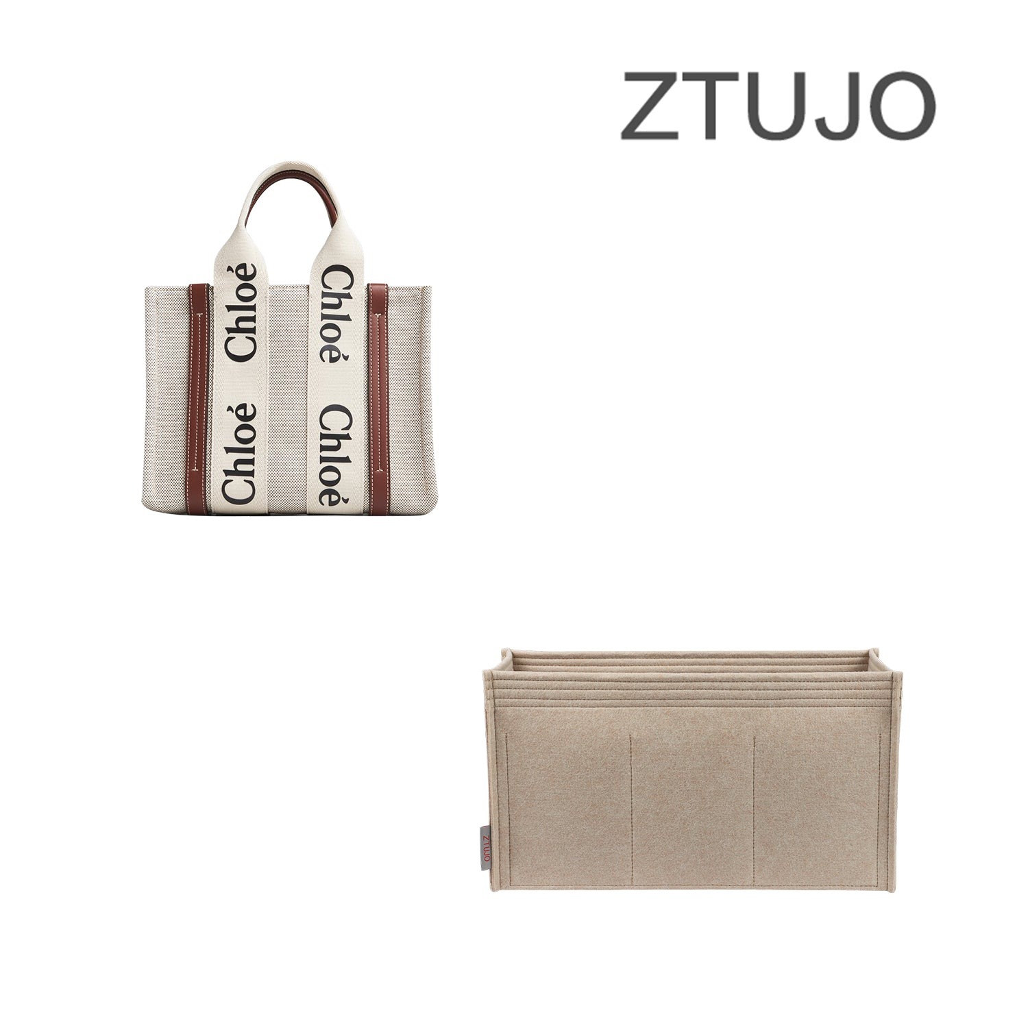 Organizer per borsa per Chloe Woody Tote Small / Medium / Large – Insert in feltro premium con 7 tasche product image 6