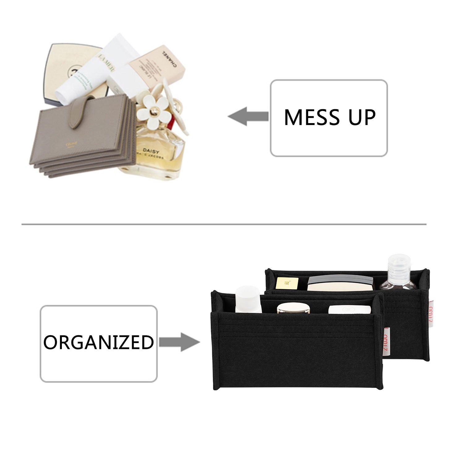 Premium organizér do kabelky pro LV Dauphine Mini / Medium – 2 kapsy, měkký filc product image 6
